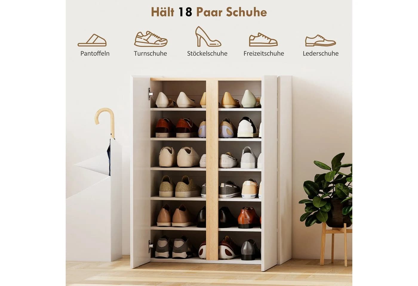 HOMCOM Schuhschrank Weiß Hochglanz Soft-Close 18 Paar - Bild 4