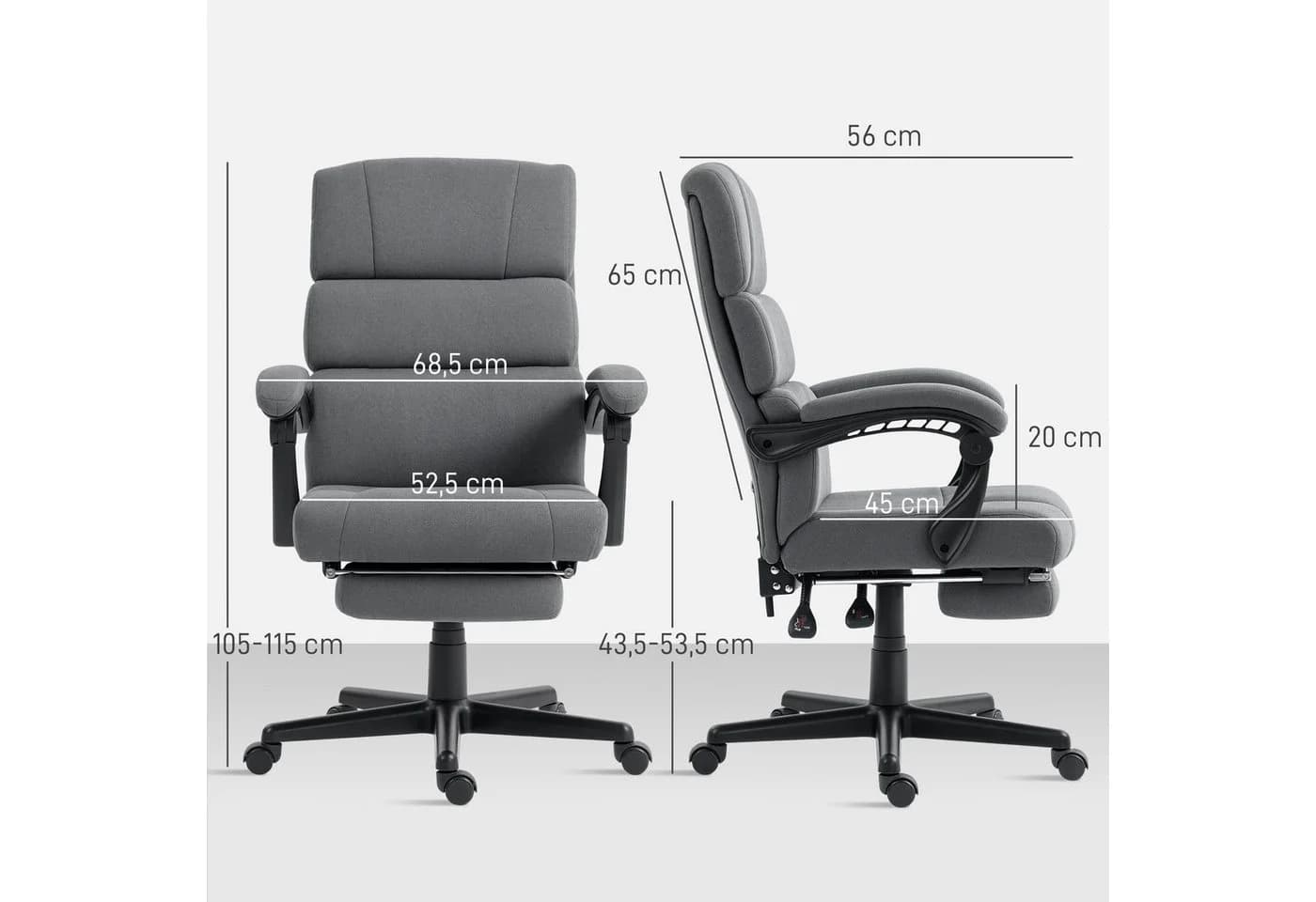 HOMCOM Bürostuhl Polyester mit 135° Neigungsfunktion - Bild 3
