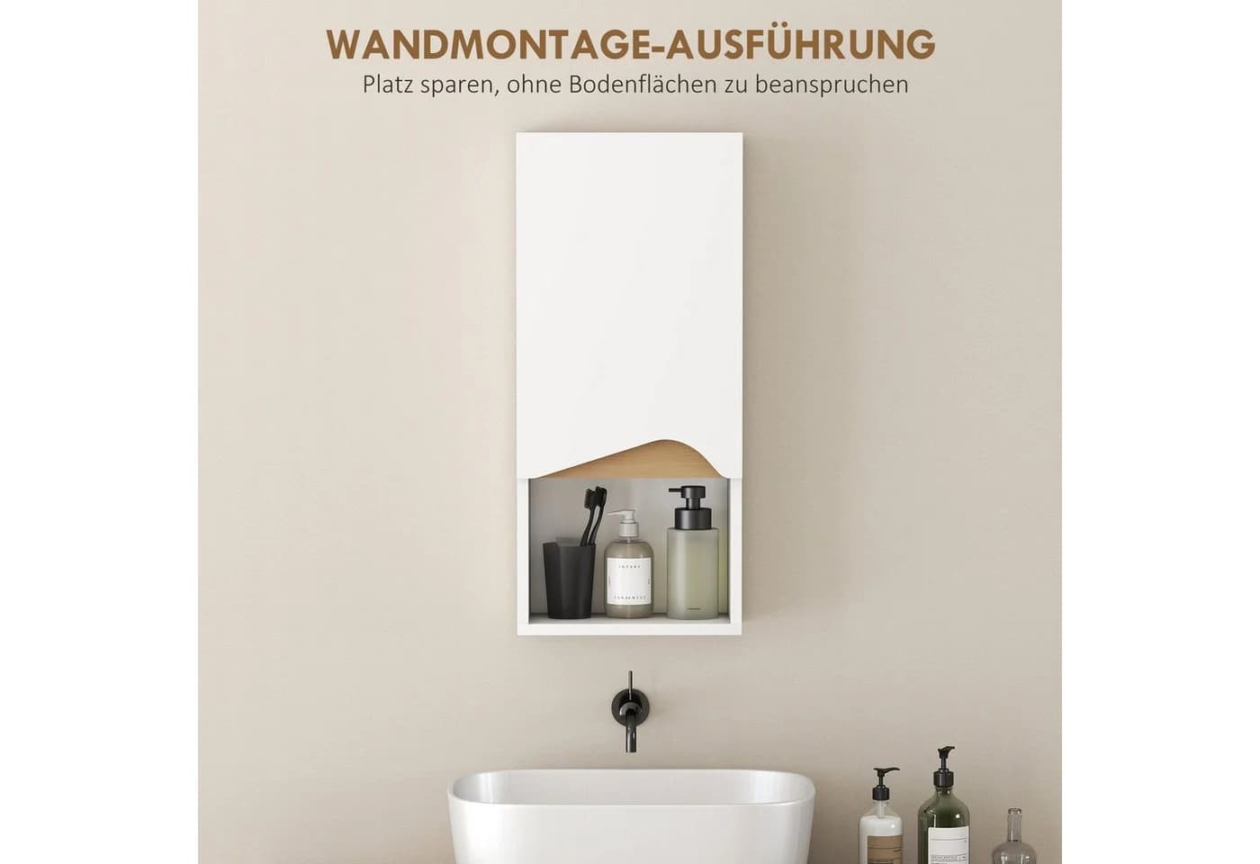HOMCOM Hängeschrank mit Soft-Close-Tür, verstellbaren Ablagen und offenem Fach - Bild 4