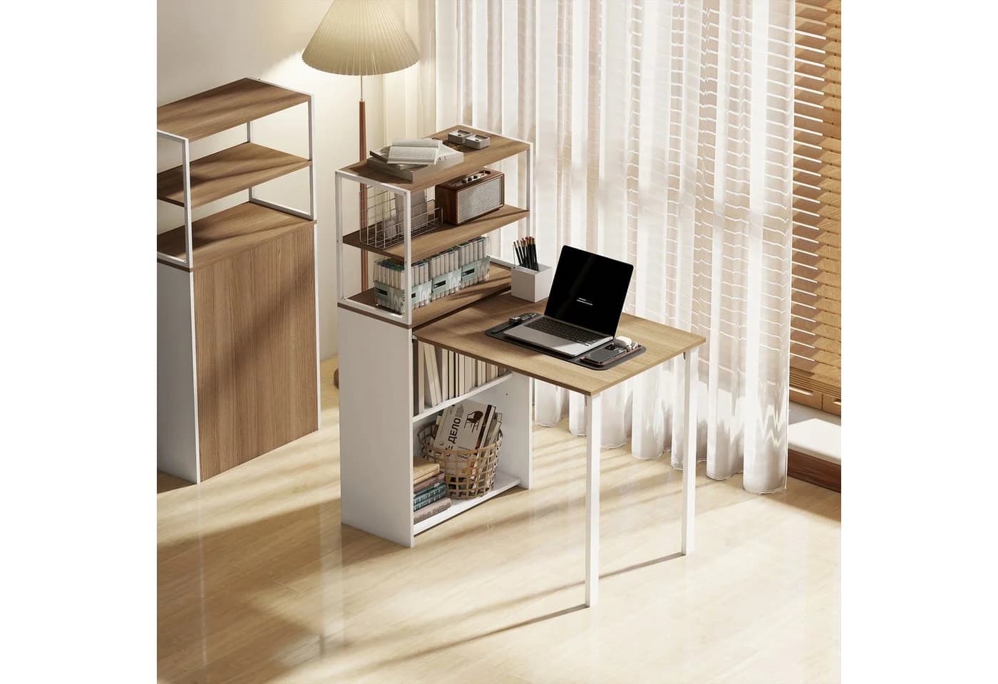 HOMCOM Schreibtisch zu Regal umwandelbar Naturholz - Bild 2