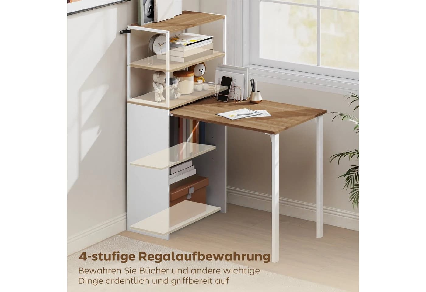 HOMCOM Schreibtisch zu Regal umwandelbar Naturholz - Bild 5