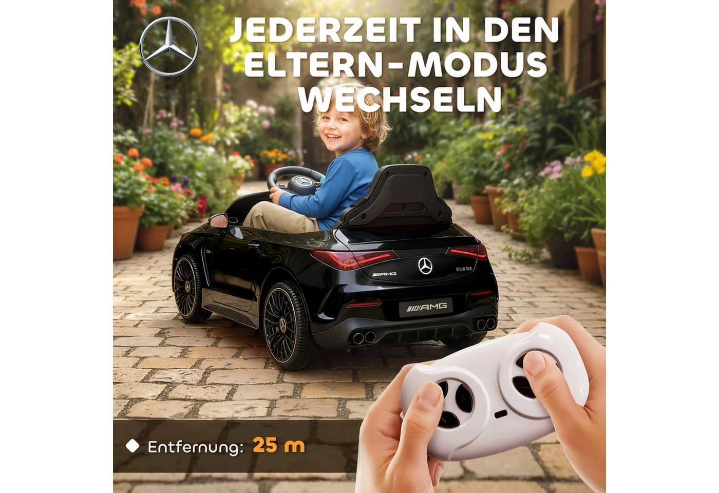 AIYAPLAY Elektro-Kinderauto Mercedes-Benz AMG GTR Schwarz/Weiß mit Fernbedienung - Bild 4