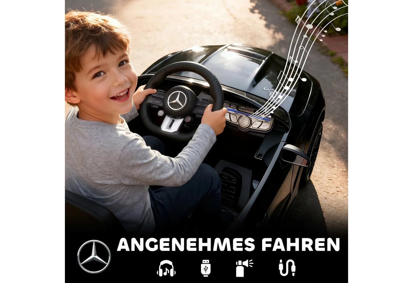 AIYAPLAY Elektro-Kinderauto Mercedes-Benz AMG GTR Schwarz/Weiß mit Fernbedienung - Bild 5