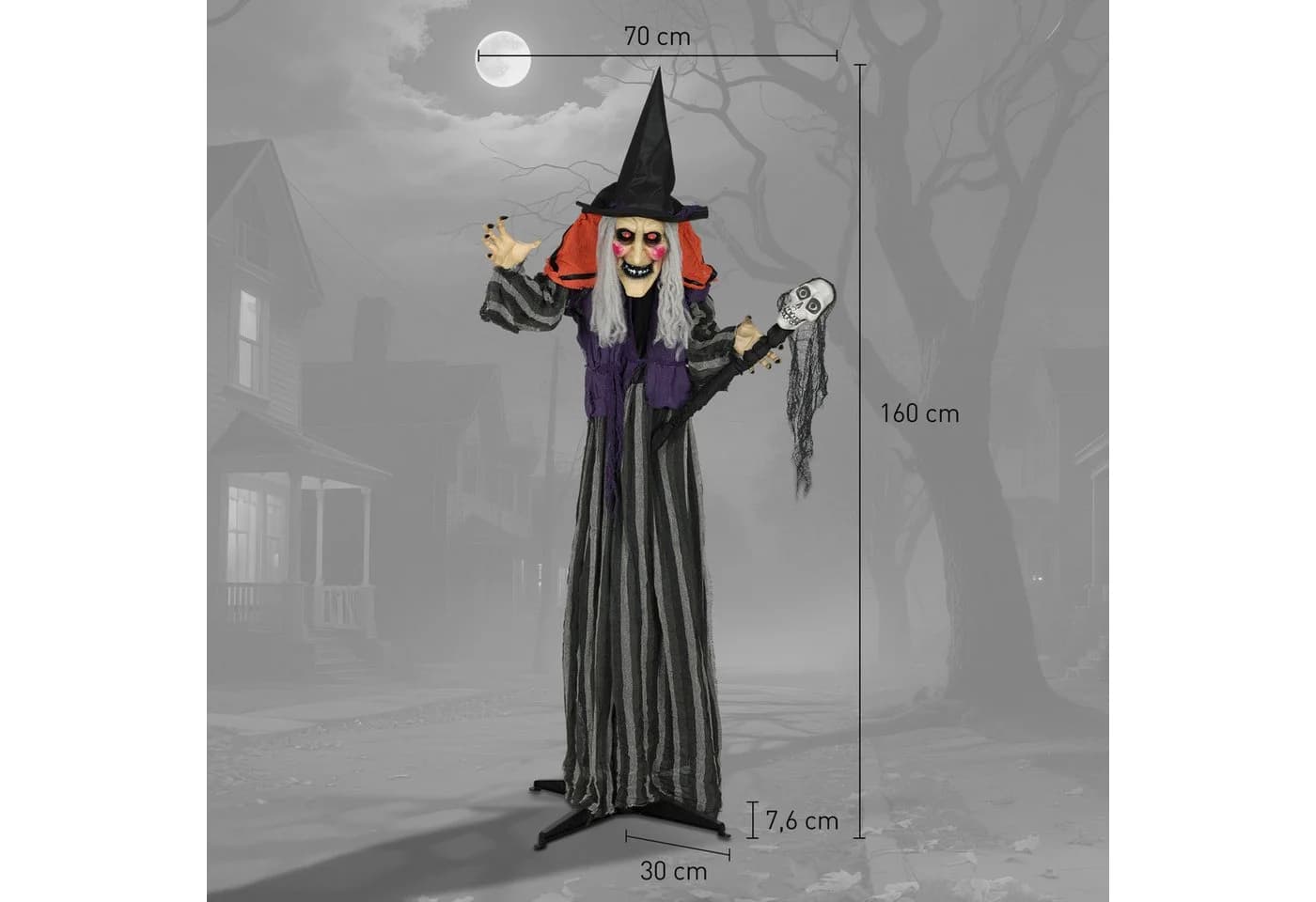 Outsunny Halloween Hexe 160 cm mit LED & Sound - Bild 3