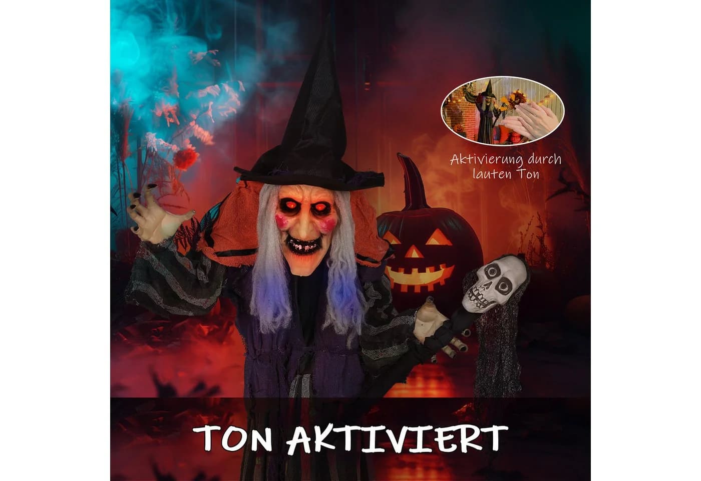 Outsunny Halloween Hexe 160 cm mit LED & Sound - Bild 5