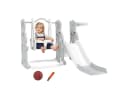 AIYAPLAY 4-in-1 Kinderrutsche mit Schaukel, Basketballkorb & Klettergerüst, Grau Bild 2