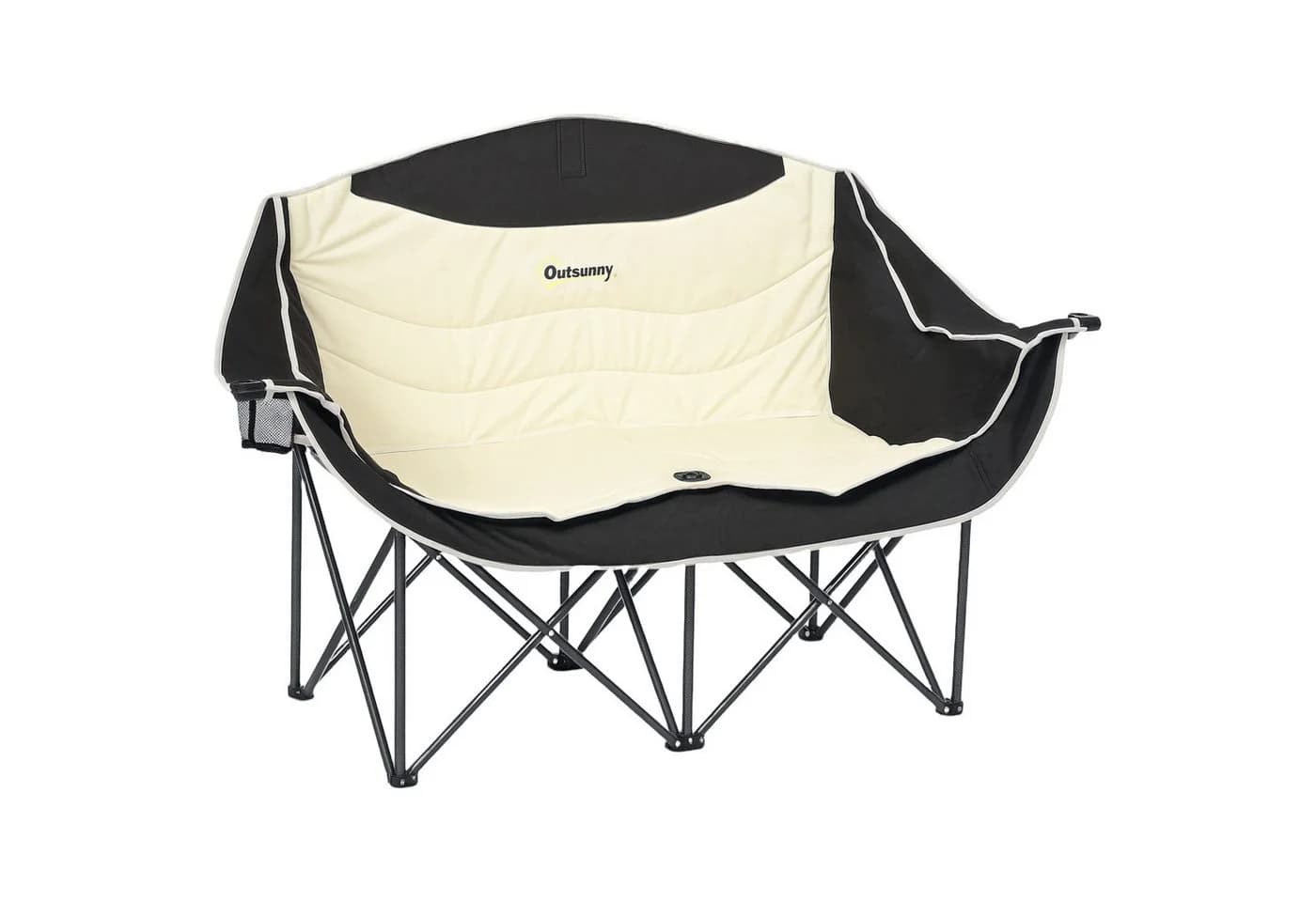 Outsunny 2-Sitzer Campingstuhl Khaki mit Getränkehalter und Tragetasche