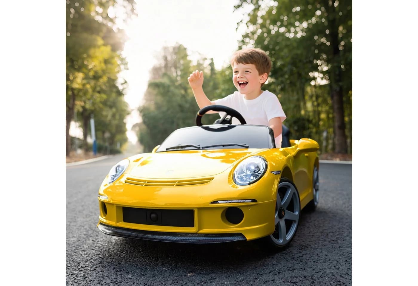 AIYAPLAY Elektro-Kinderauto 12V RUF GT Gelb - Bild 2