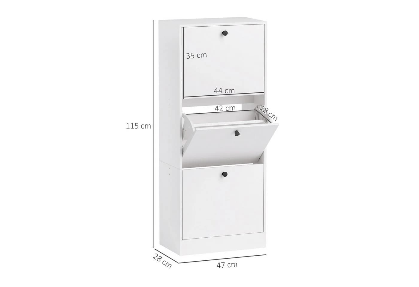 HOMCOM Schuhkipper Weiß 3 Klappen Verstellbar - Bild 3