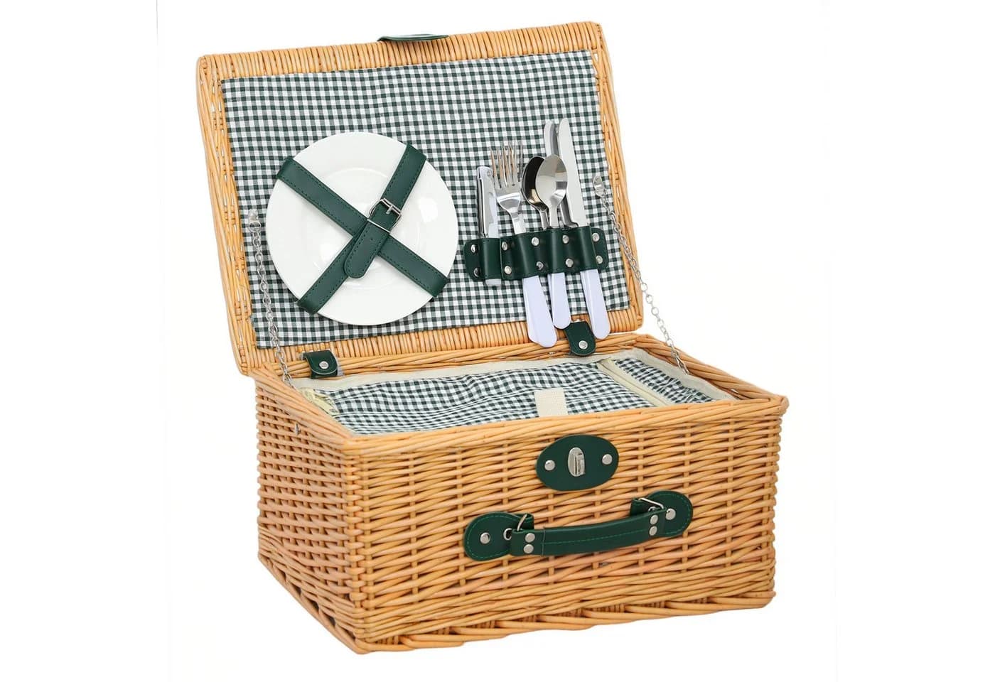 Outsunny Picknickkorb Weiden Set für 2 Personen Hellbraun