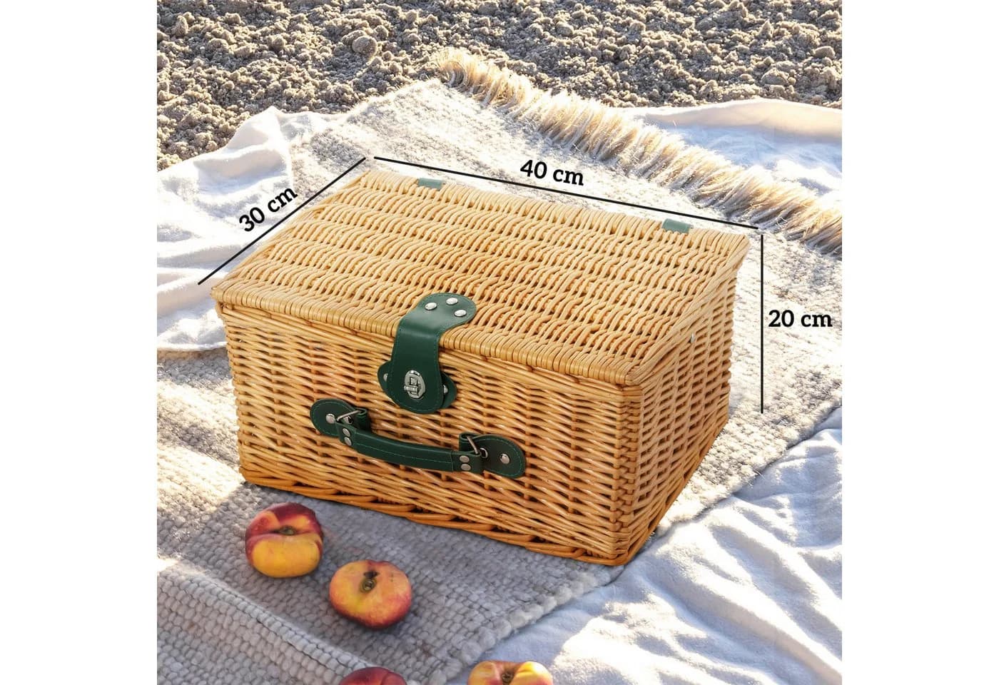 Outsunny Picknickkorb Weiden Set für 2 Personen Hellbraun - Bild 3
