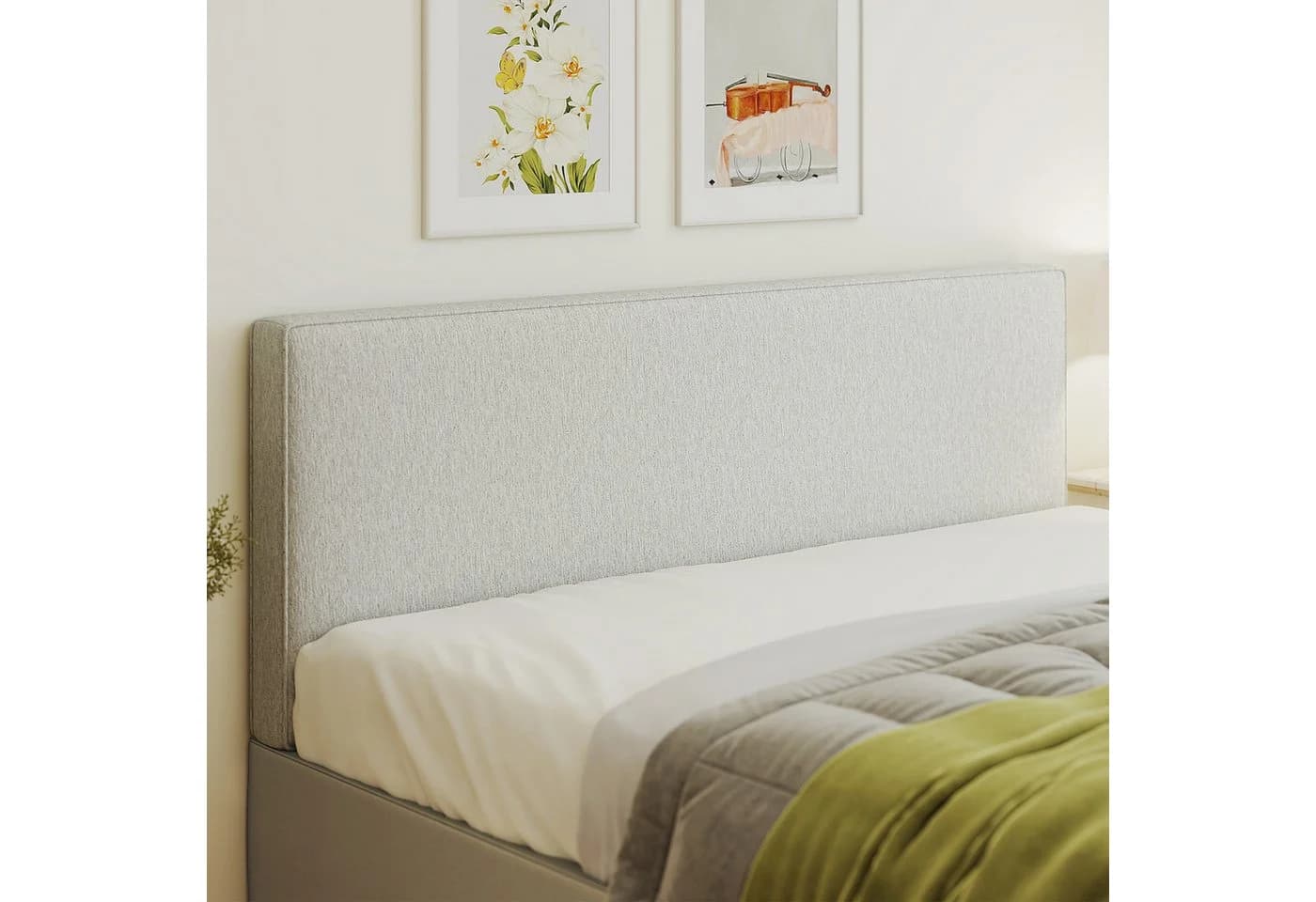 HOMCOM Bett Kopfteil gepolstert Wandkissen Leinenoptik Cremeweiß - Bild 2