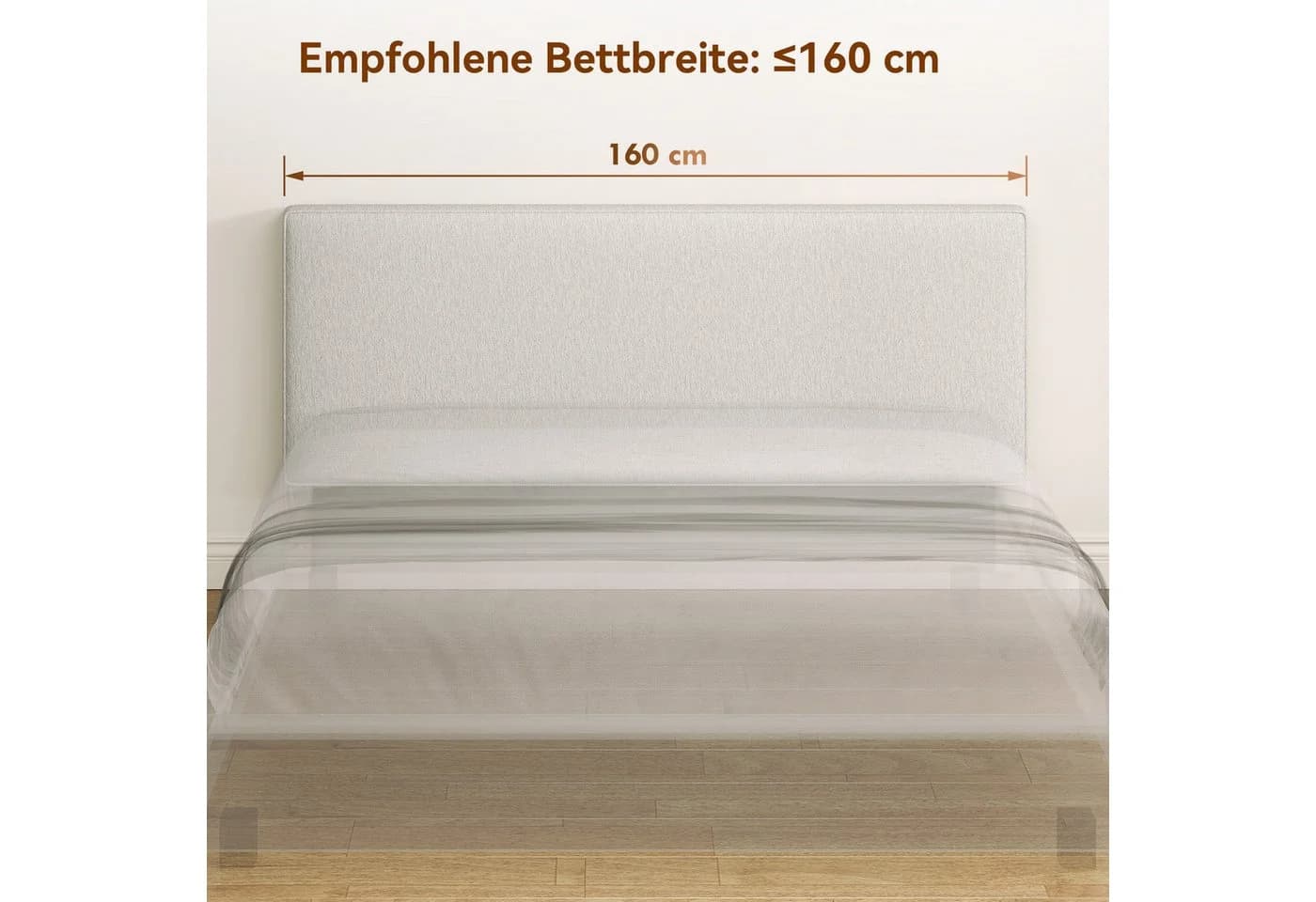 HOMCOM Bett Kopfteil gepolstert Wandkissen Leinenoptik Cremeweiß - Bild 4