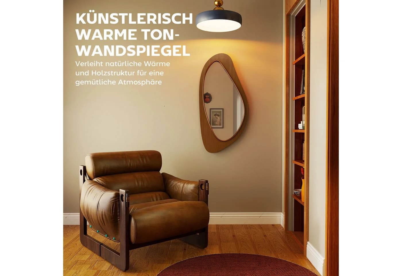 HOMCOM Wandspiegel Kiefernholzfurnier Flurspiegel - Bild 4