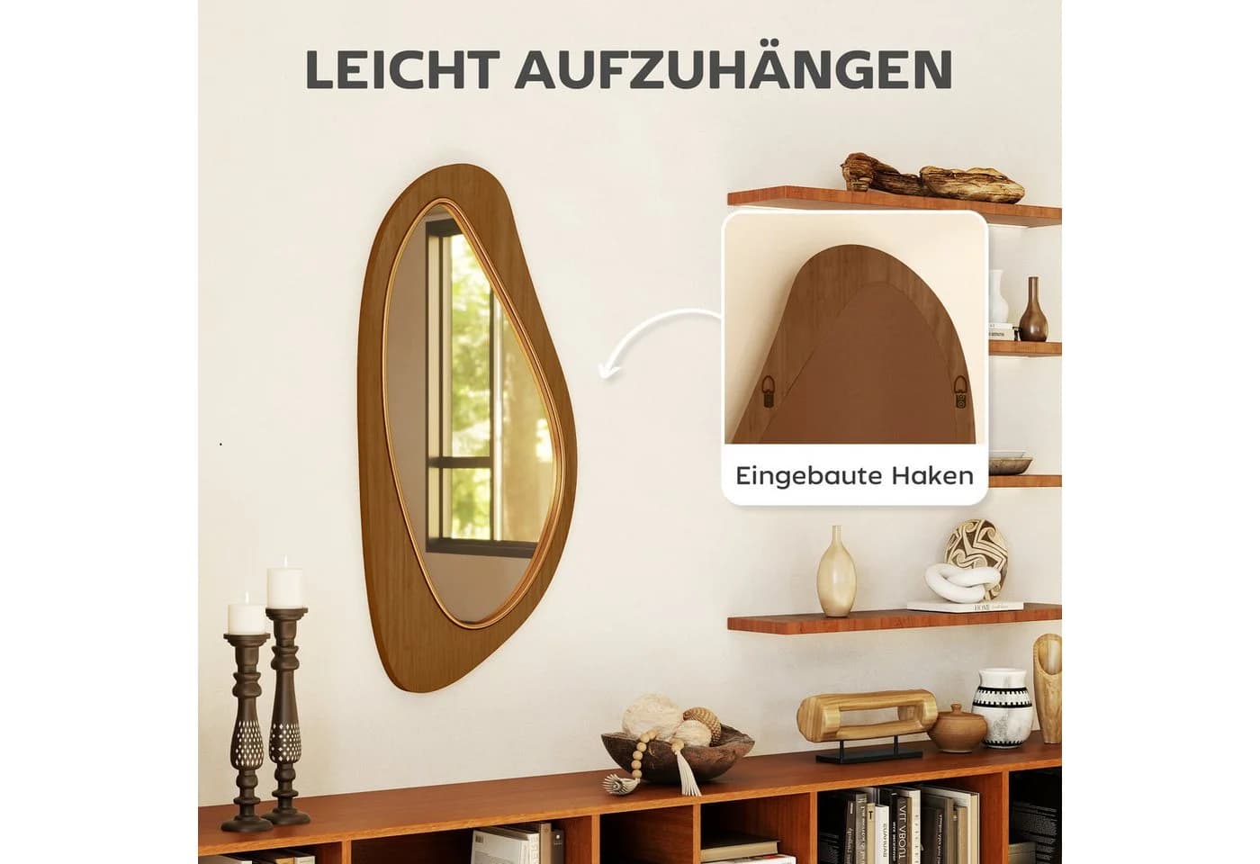 HOMCOM Wandspiegel Kiefernholzfurnier Flurspiegel - Bild 5
