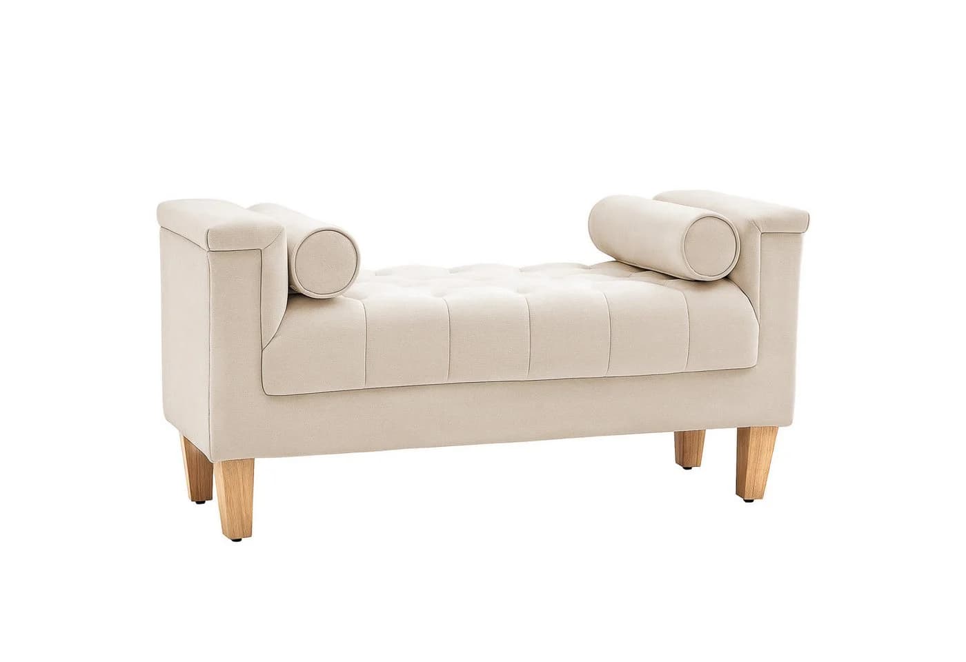 HOMCOM Polsterbank Beige Chenille Vintage mit Armlehnen