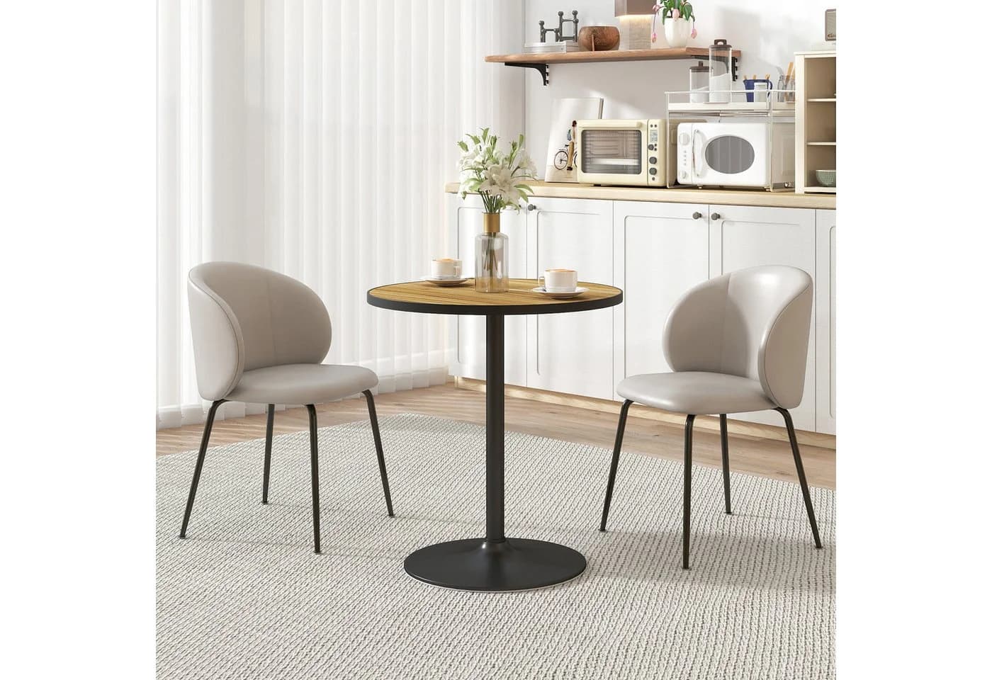 HOMCOM Runder Esstisch Eiche Holzoptik Modern