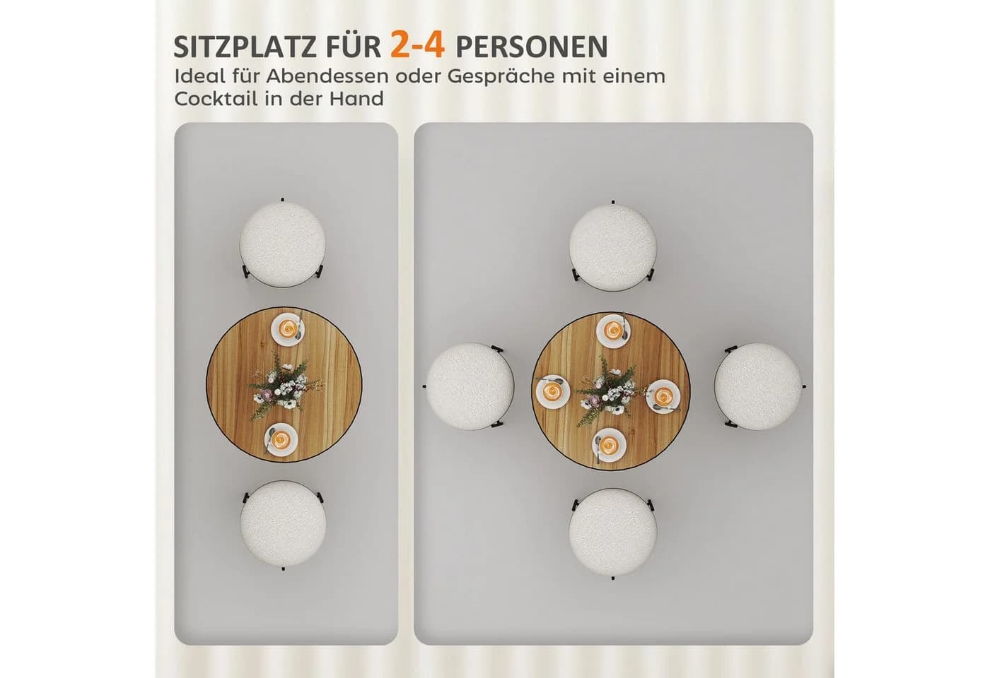 HOMCOM Runder Esstisch Eiche Holzoptik Modern - Bild 4