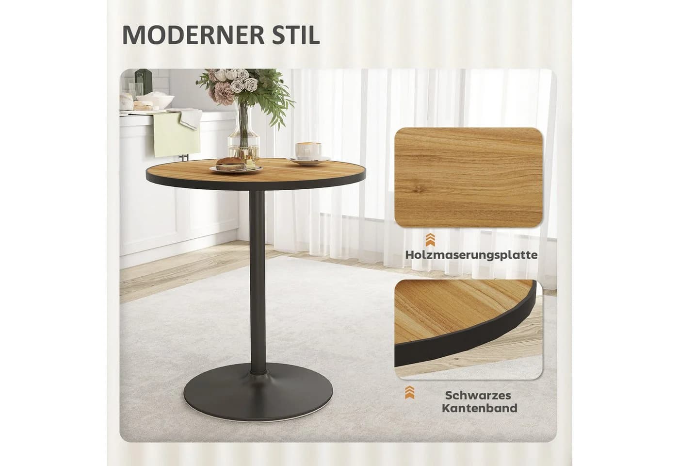 HOMCOM Runder Esstisch Eiche Holzoptik Modern - Bild 5