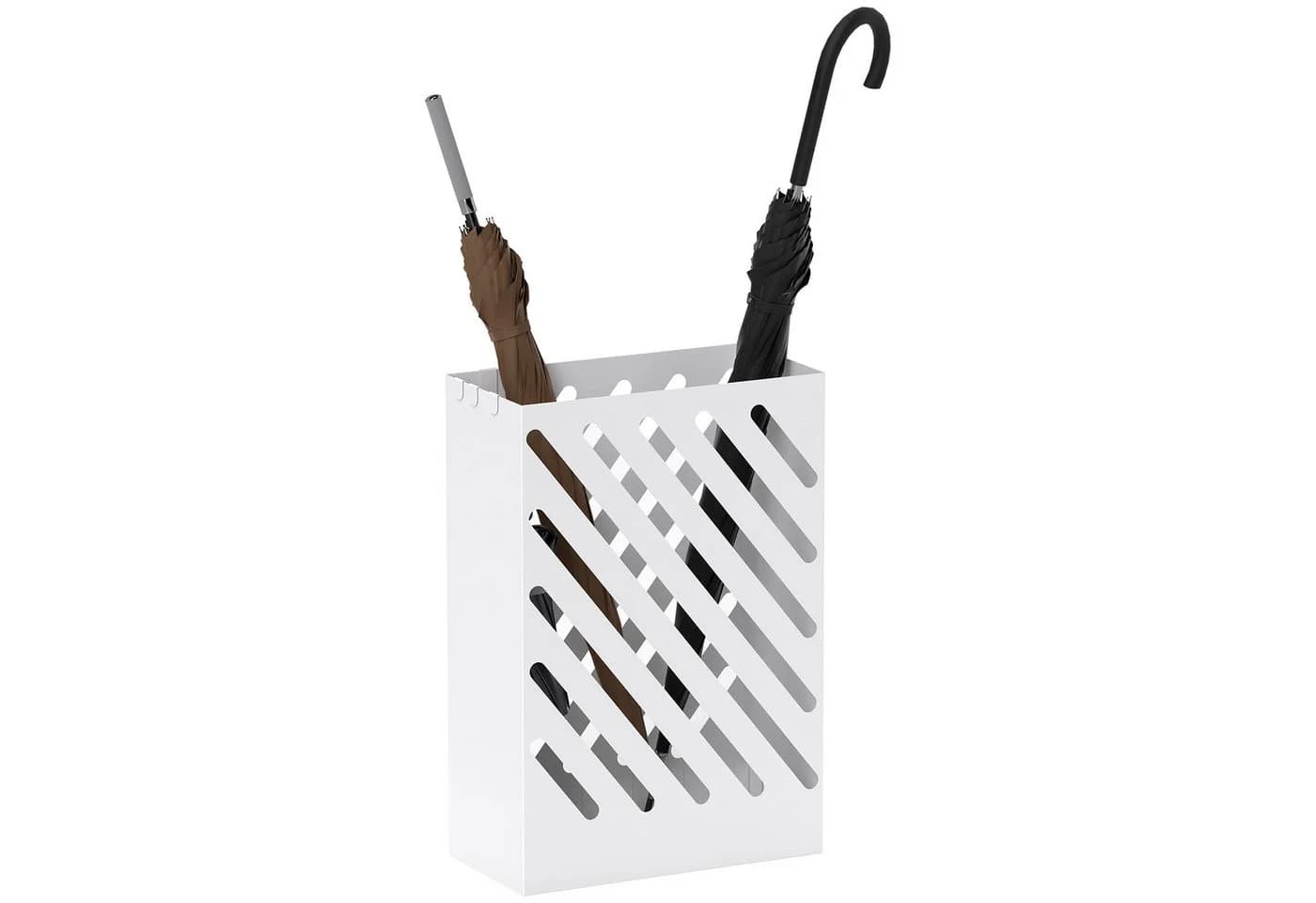 HOMCOM Schirmständer Weiß mit 4 Haken und Wasserschale