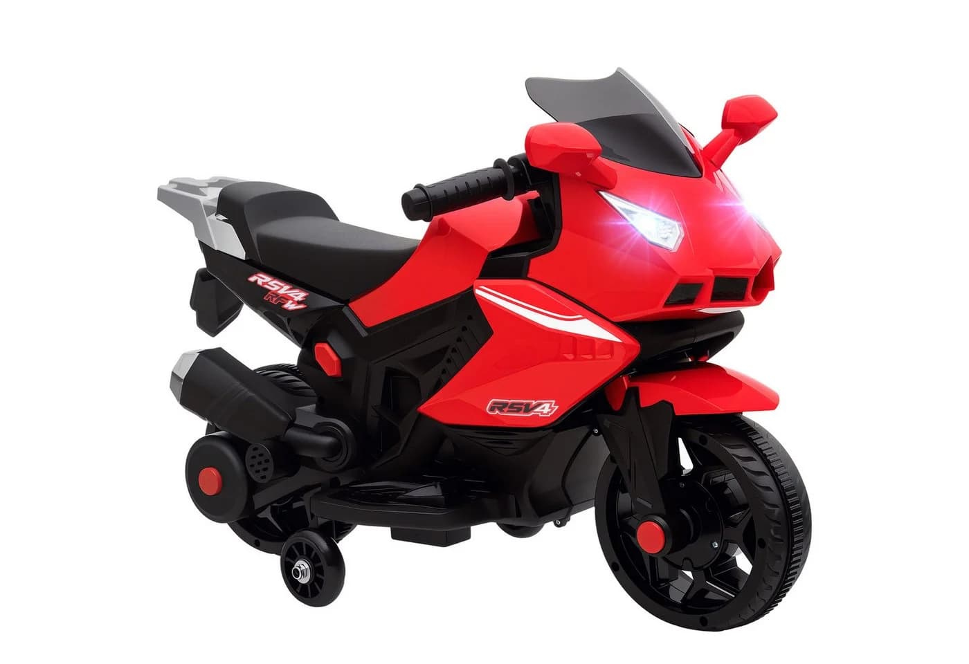 AIYAPLAY Elektro-Kindermotorrad mit USB, Stützrädern, Musik, Hupe, Scheinwerfer, Belastbarkeit 25 kg, für Kinder 1,5–3 Jahren Rot - Bild 2