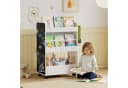 AIYAPLAY Kinderregal doppelseitig 4 Regale Bücher Tafel Rollen Bild 2