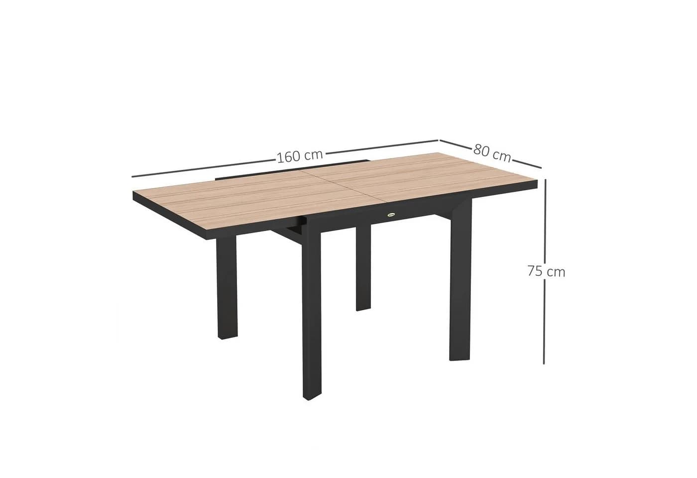 Outsunny Gartentisch für 6 Personen ausziehbar Naturholz - Bild 3