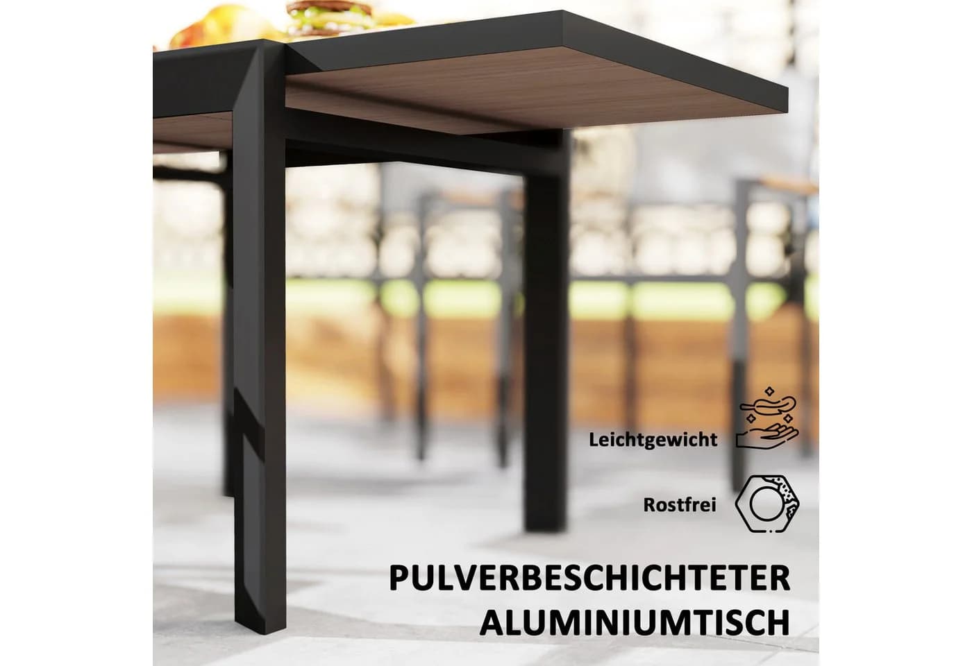 Outsunny Gartentisch für 6 Personen ausziehbar Naturholz - Bild 5