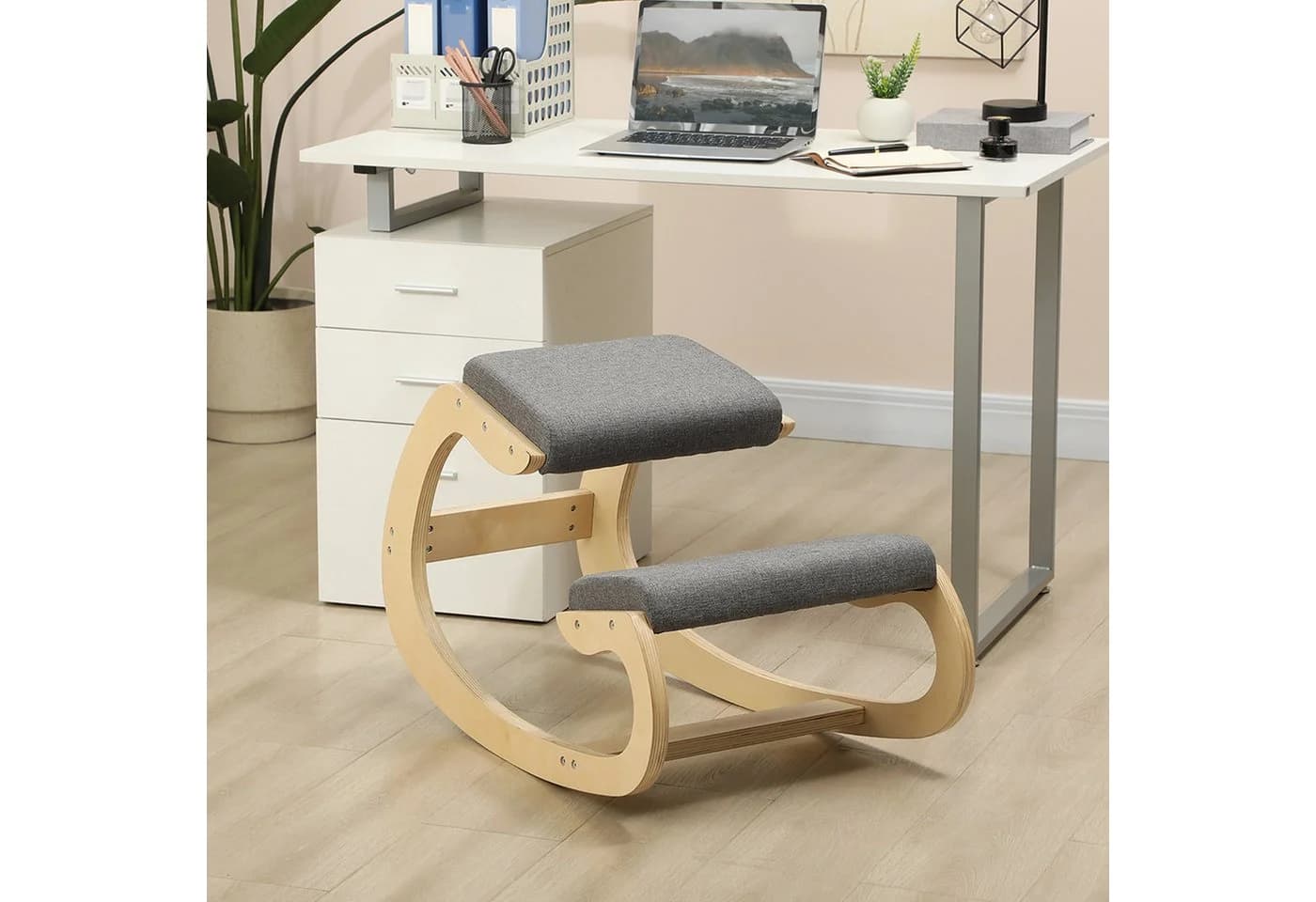 HOMCOM Ergonomischer Kniestuhl Grau Schaukelnd für Homeoffice - Bild 2