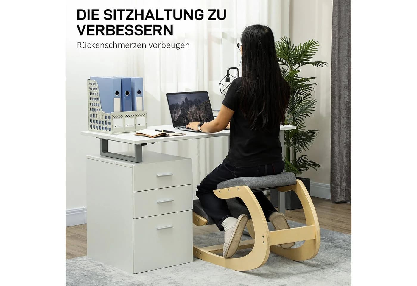 HOMCOM Ergonomischer Kniestuhl Grau Schaukelnd für Homeoffice - Bild 4
