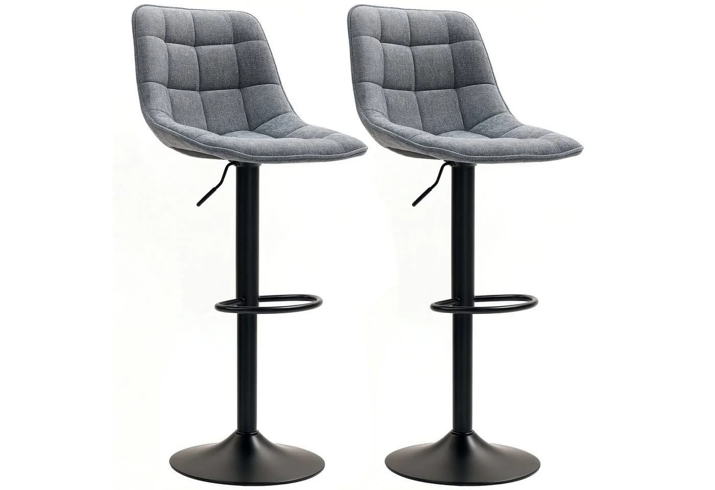HOMCOM Barhocker 2er Set Dunkelgrau Höhenverstellbar mit Lehne - Bild 1