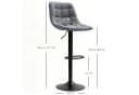HOMCOM Barhocker 2er Set Dunkelgrau Höhenverstellbar mit Lehne Bild 3