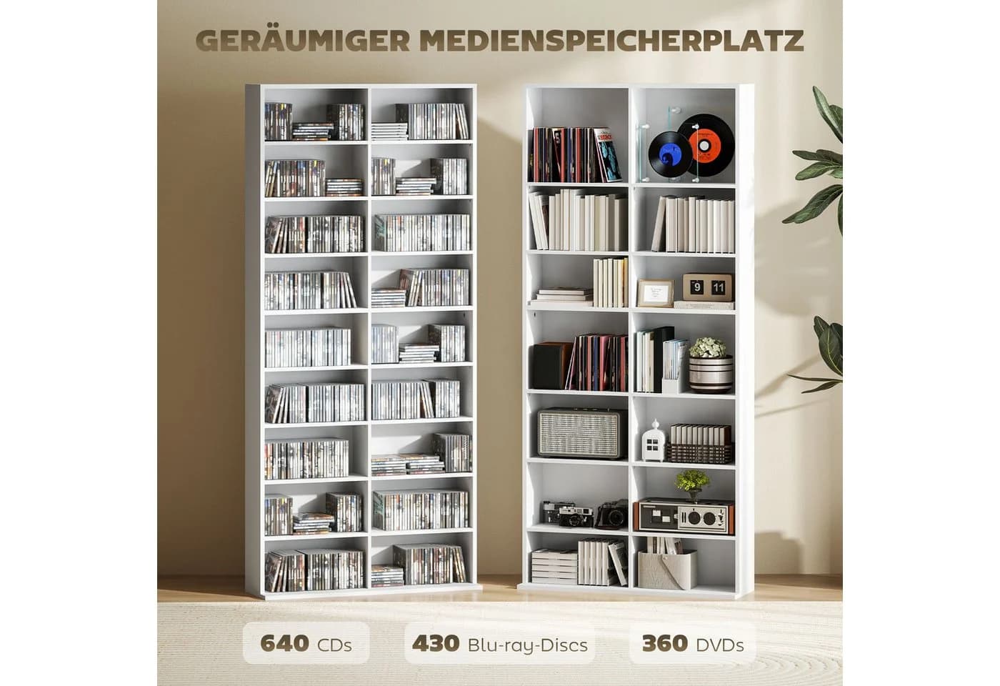 HOMCOM CD-Regal CD-Ständer für bis zu 640 CDs oder 360 DVDs oder 430 Blu-rays - Bild 4