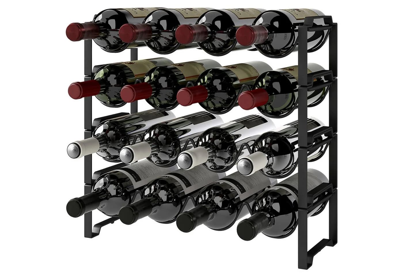 HOMCOM Weinregal für 16 Flaschen, Metall, Schwarz