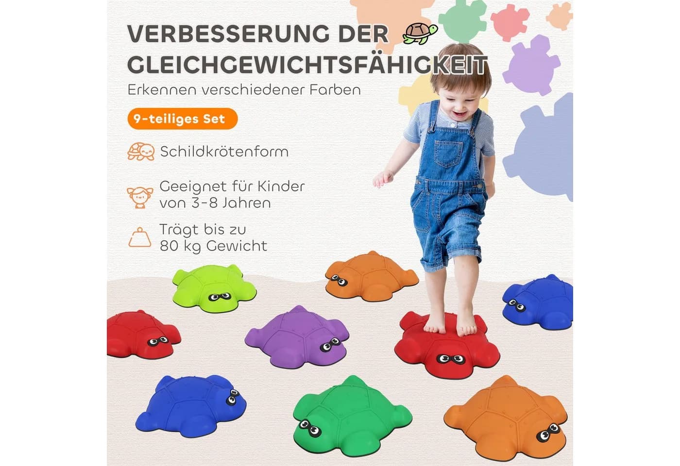 AIYAPLAY Stapelspielzeug 9-tlg. Stapelbar & Rutschfest Balanciersteine Bunt - Bild 4