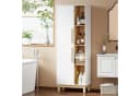 HOMCOM Bücherregal Bücherschrank, Büroregal 1-tlg., für Wohnzimmer, Büro, Weiß+Naturholz Bild 2