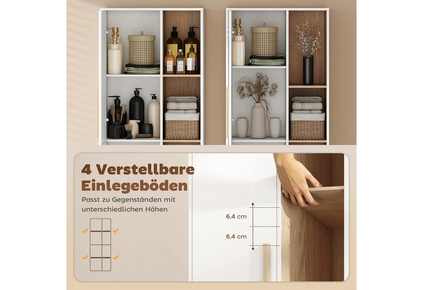 HOMCOM Bücherregal Bücherschrank, Büroregal 1-tlg., für Wohnzimmer, Büro, Weiß+Naturholz - Bild 5