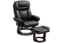 HOMCOM Relaxsessel 360° drehbar mit Hocker, Schwarz Kunstleder Bild 1