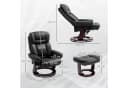 HOMCOM Relaxsessel 360° drehbar mit Hocker, Schwarz Kunstleder Bild 3
