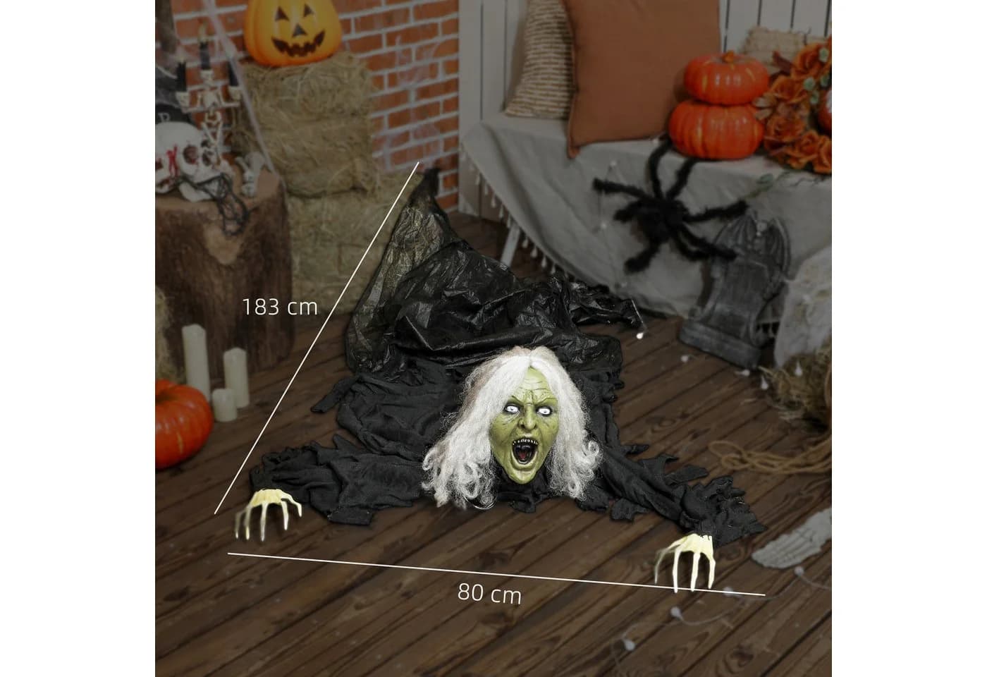 Outsunny Halloween Dekofigur Zombie-Alte animiert LED Sound wasserdicht - Bild 3