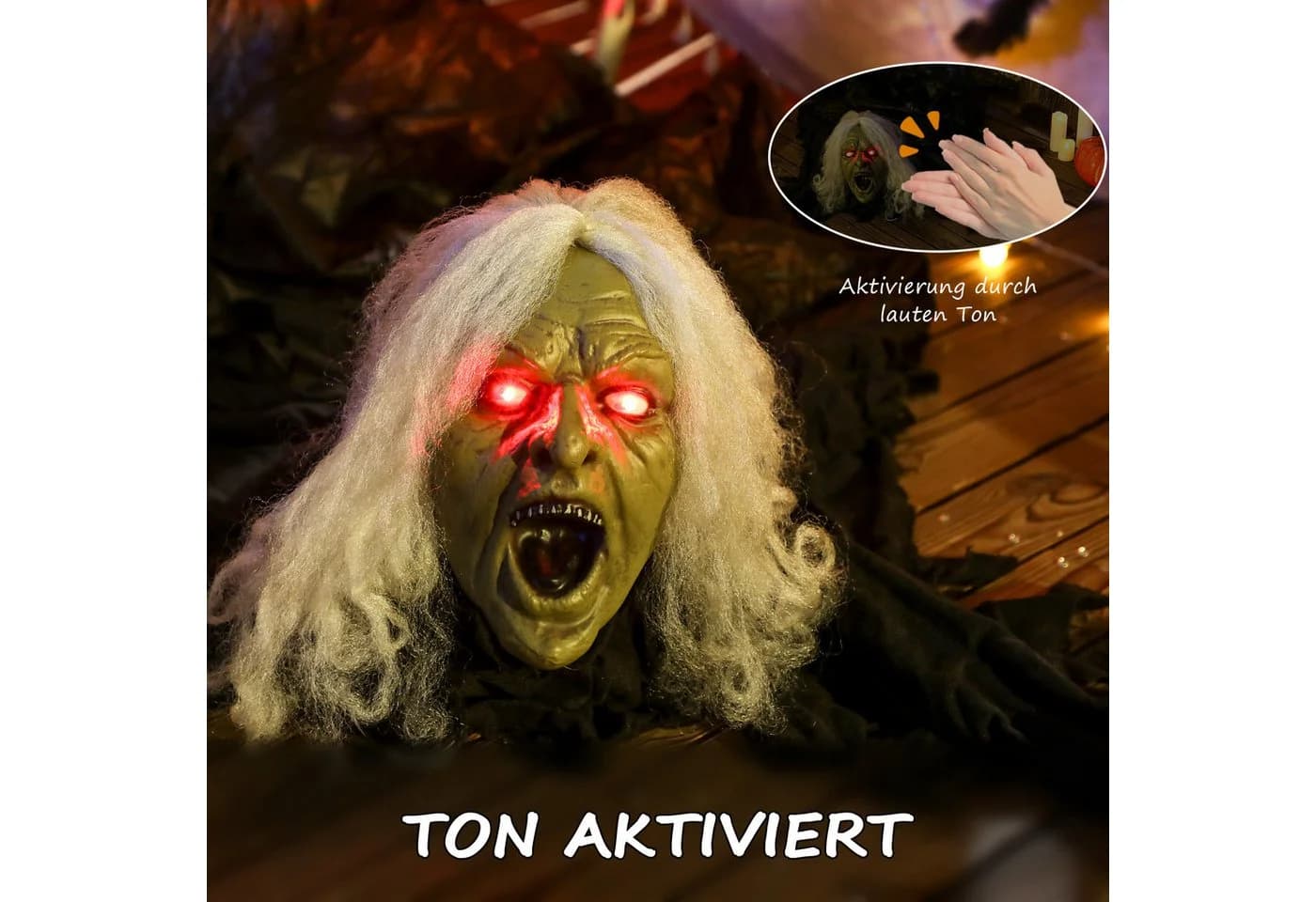 Outsunny Halloween Dekofigur Zombie-Alte animiert LED Sound wasserdicht - Bild 4