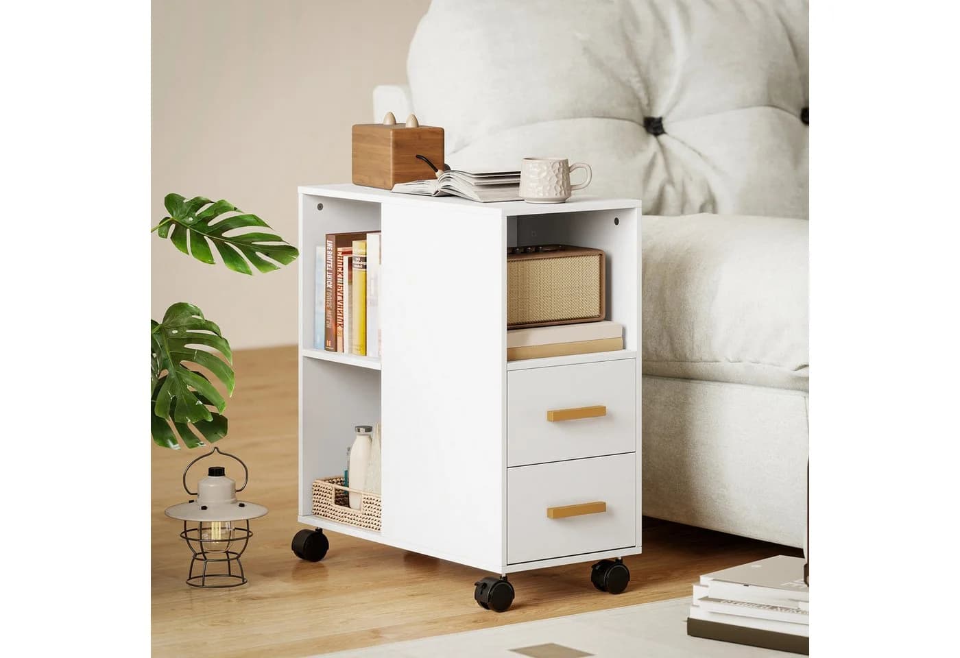HOMCOM Druckerständer Druckertisch Aktenschrank Set 1-St. Druckerwagen Mit Rollen und verstellbarem Regalboden - Bild 2
