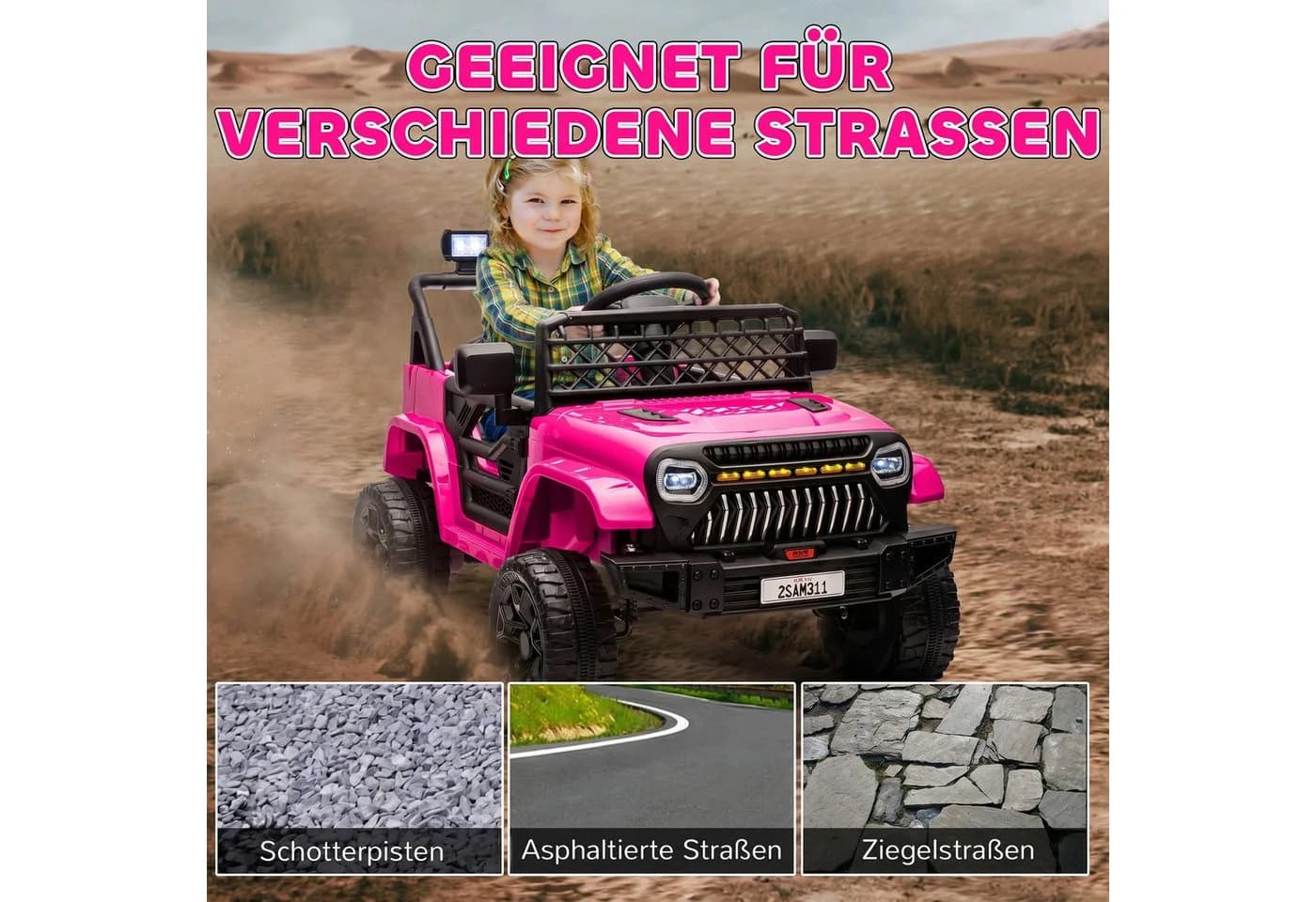 AIYAPLAY Elektro-Kinderauto Rosa mit Fernbedienung - Bild 4