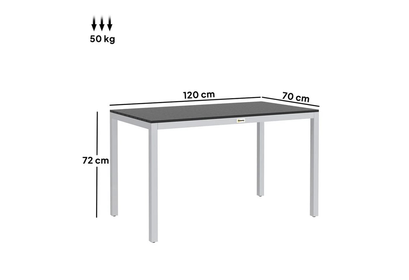 Outsunny Gartentisch Schwarz Aluminium Holzoptik 120x70 cm - Bild 3