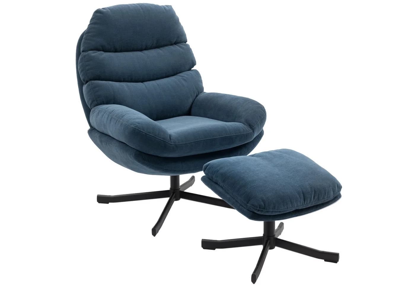 HOMCOM Relaxsessel mit Chenille-Stoff, Blau, 360-Grad-Drehmechanismus