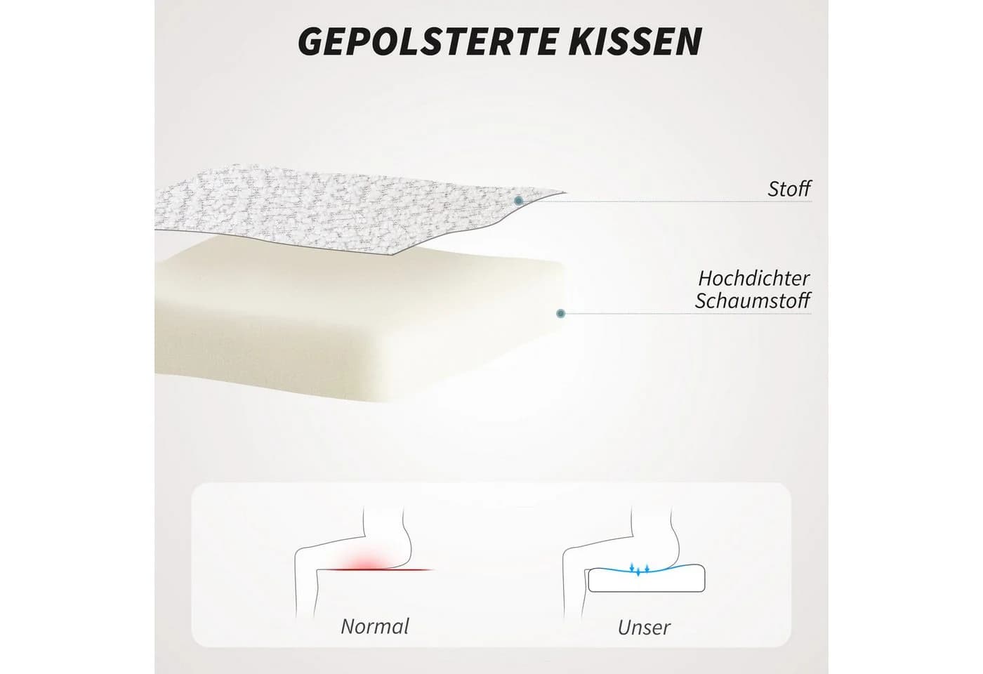 HOMCOM Bürostuhl höhenverstellbar Creme/Schwarz - Bild 5