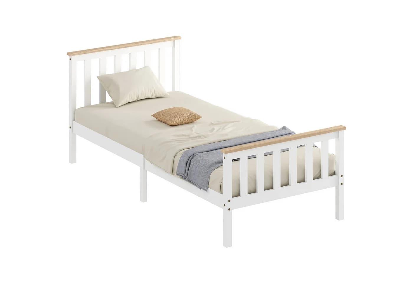 HOMCOM Bettgestell für Matratze 200 x 90 cm Kiefernholz
