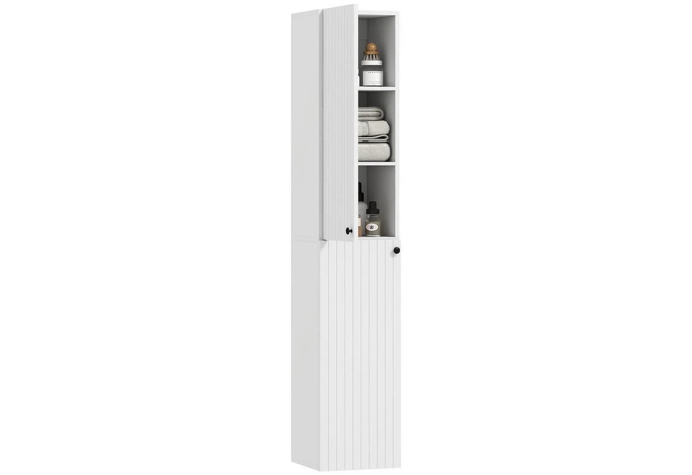 HOMCOM Badkommode mit 6 Regale 2 Türen Hochschrank Weiß