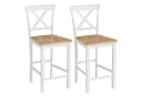 HOMCOM Barhocker 2er Set Eiche Weiß mit Rückenlehne Bild 1