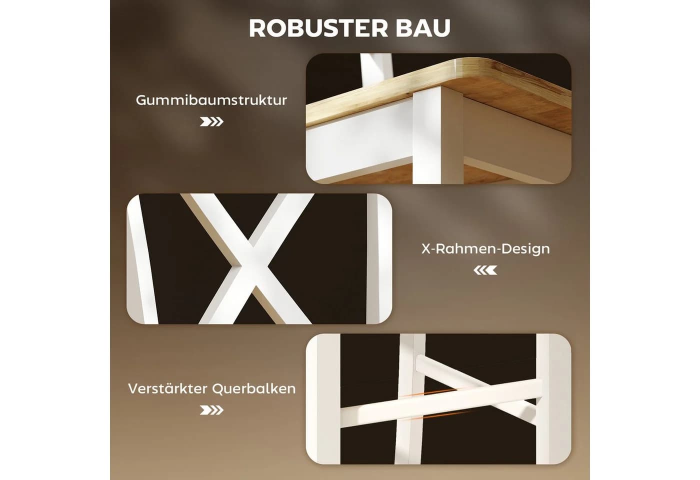 HOMCOM Barhocker 2er Set Eiche Weiß mit Rückenlehne - Bild 5